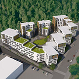 Talojen julkisivu on pääosin Kahi Facadea